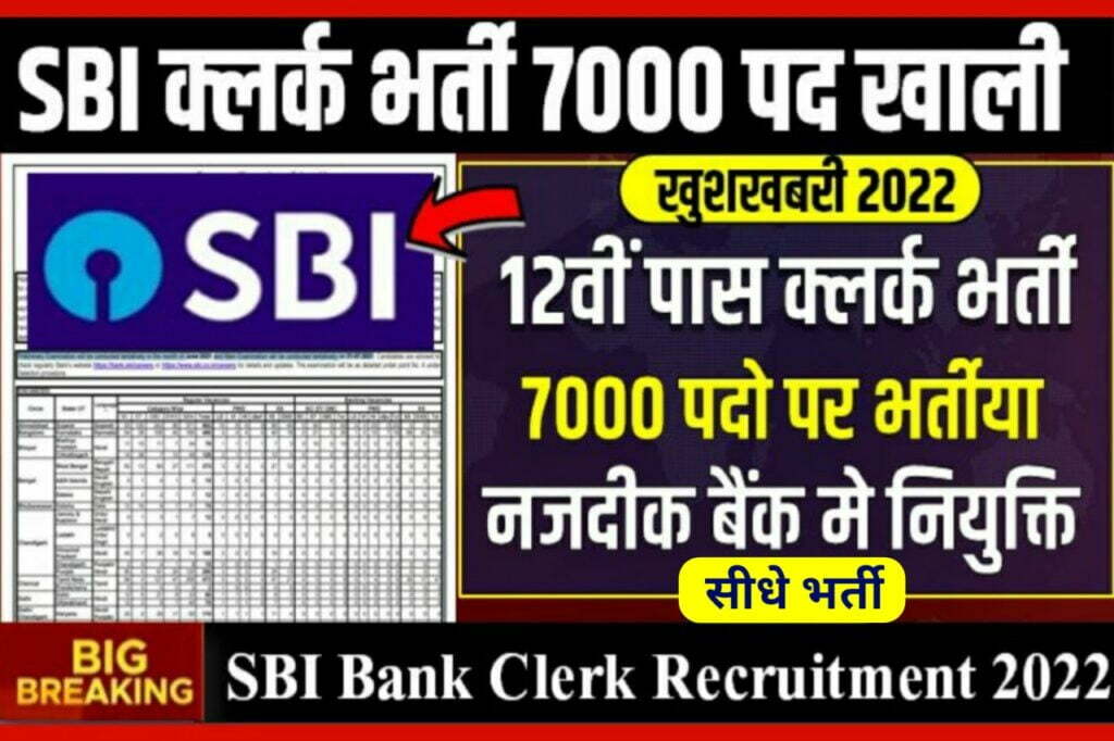 SBI Bank Clerk Recruitment 2022 - SBI क्लर्क 7000 पदों पर निकली भर्ती के लिए आवेदन करें