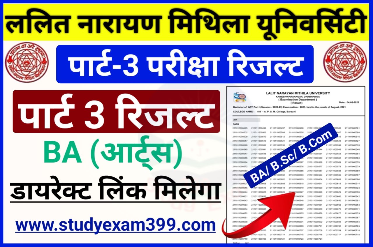 LNMU BA Part 3 Result 2019-22 - आ गया आर्ट्स रिजल्ट एलएनएमयू आर्ट्स पार्ट 3 रिजल्ट और मार्कशीट यहां से डाउनलोड करें